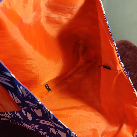 Vibrant Blue and Orange Floral Tote - Picture 4 of 4